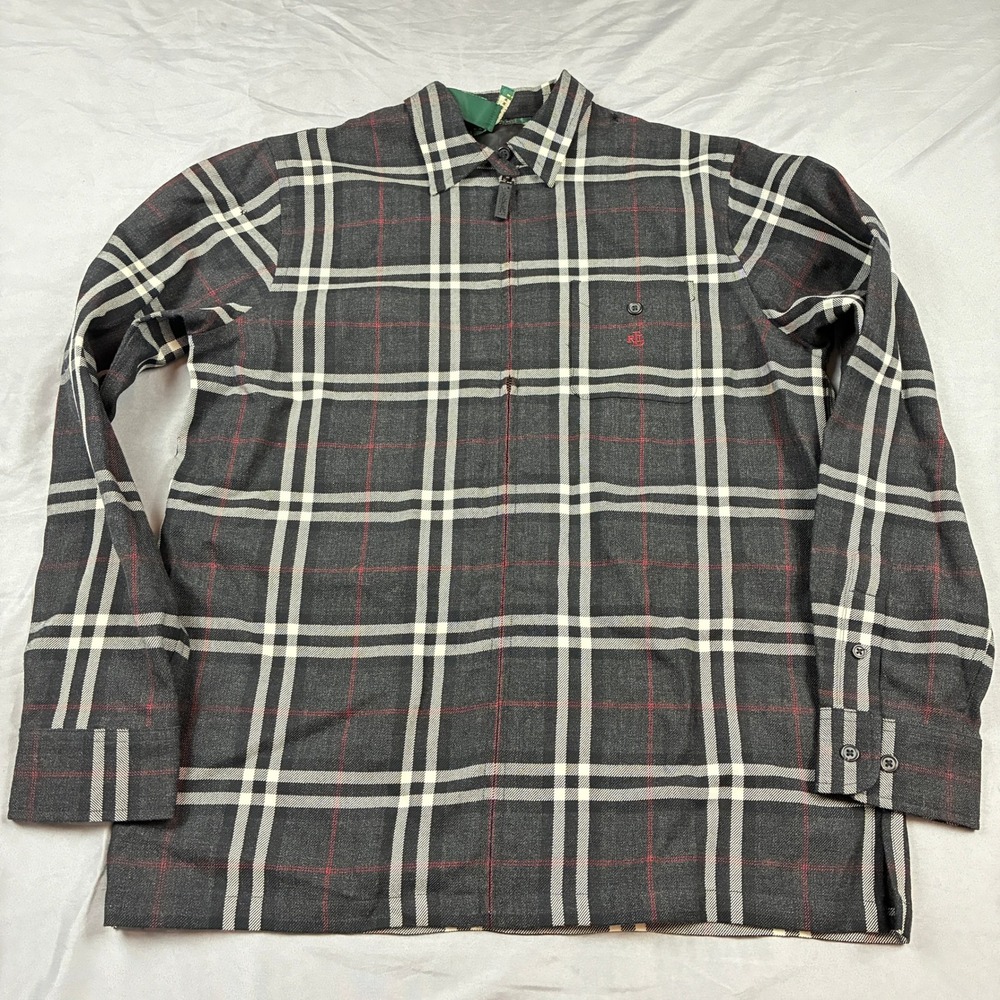 Lauren Ralph Lauren Wool Jacket Full Zip Womens P/M Grey Plaid Petite Classic